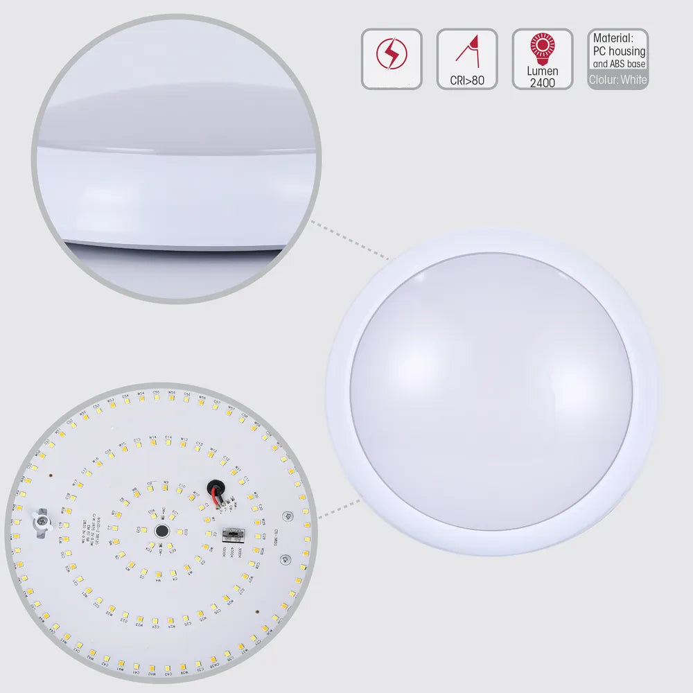 Close shot of the White LED Ceiling Light 24W 3CCT BH00001 100-277V (TEKLED)-118-03600
