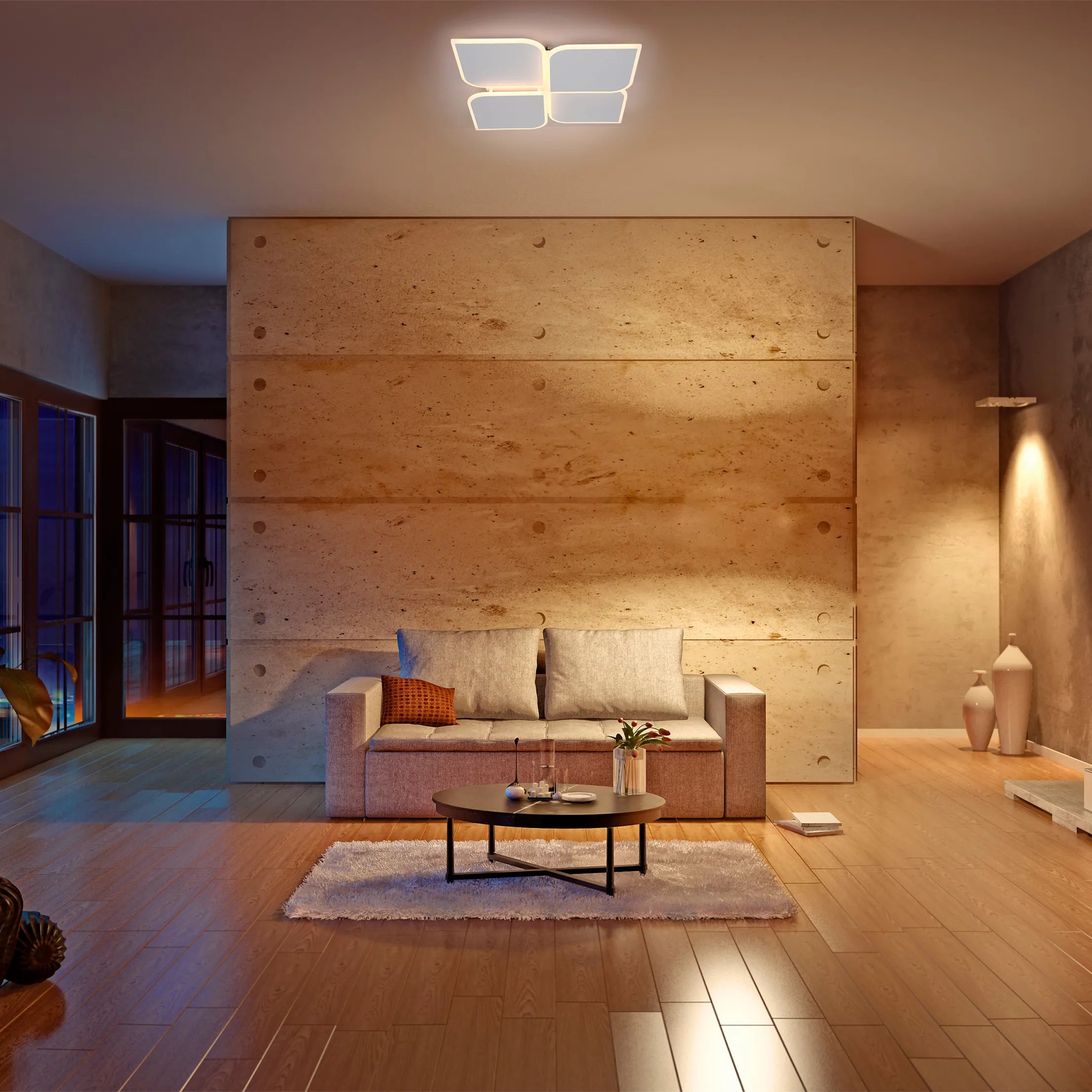Lámpara de techo LED blanca empotrada (Diseños de flor, luna y estrellas)