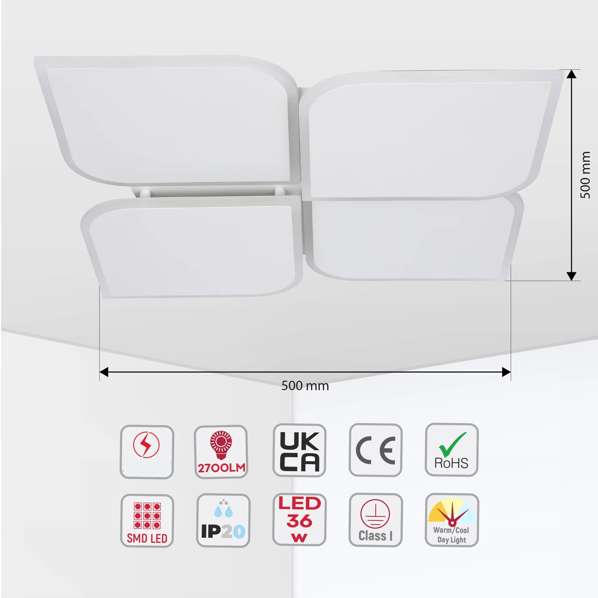 Lámpara de techo LED blanca empotrada (Diseños de flor, luna y estrellas)
