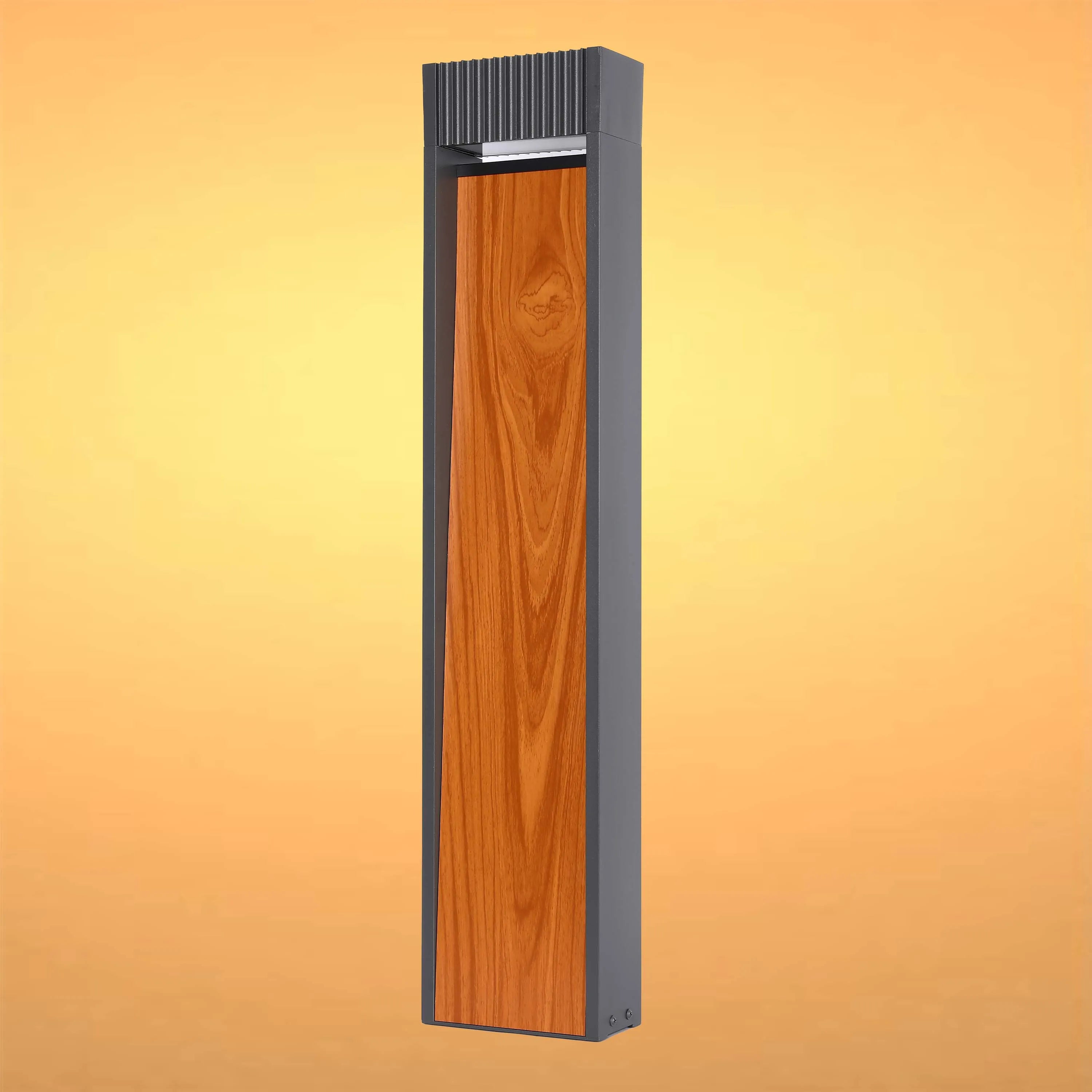 Luminaria de poste para exterior con efecto madera