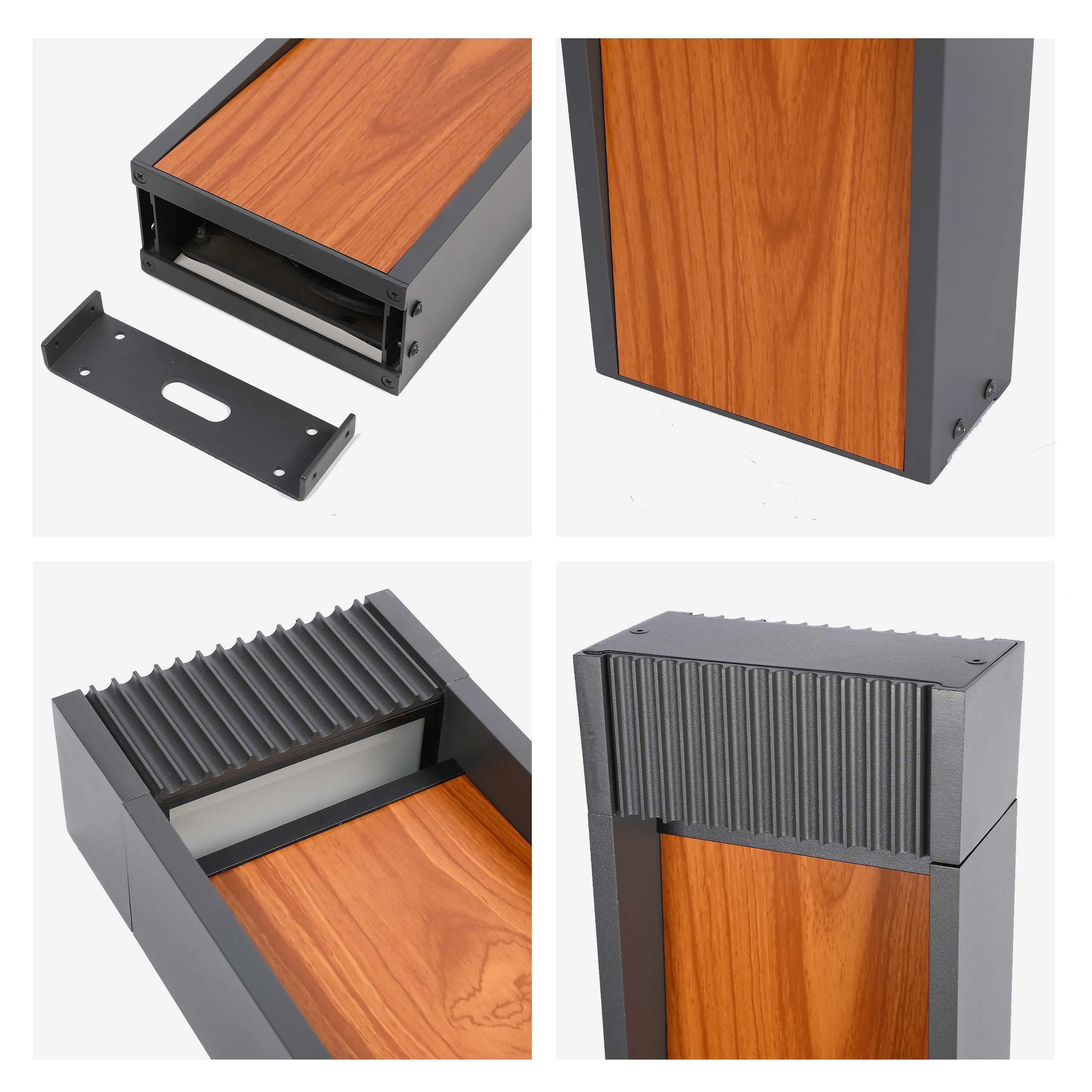Luminaria de poste para exterior con efecto madera