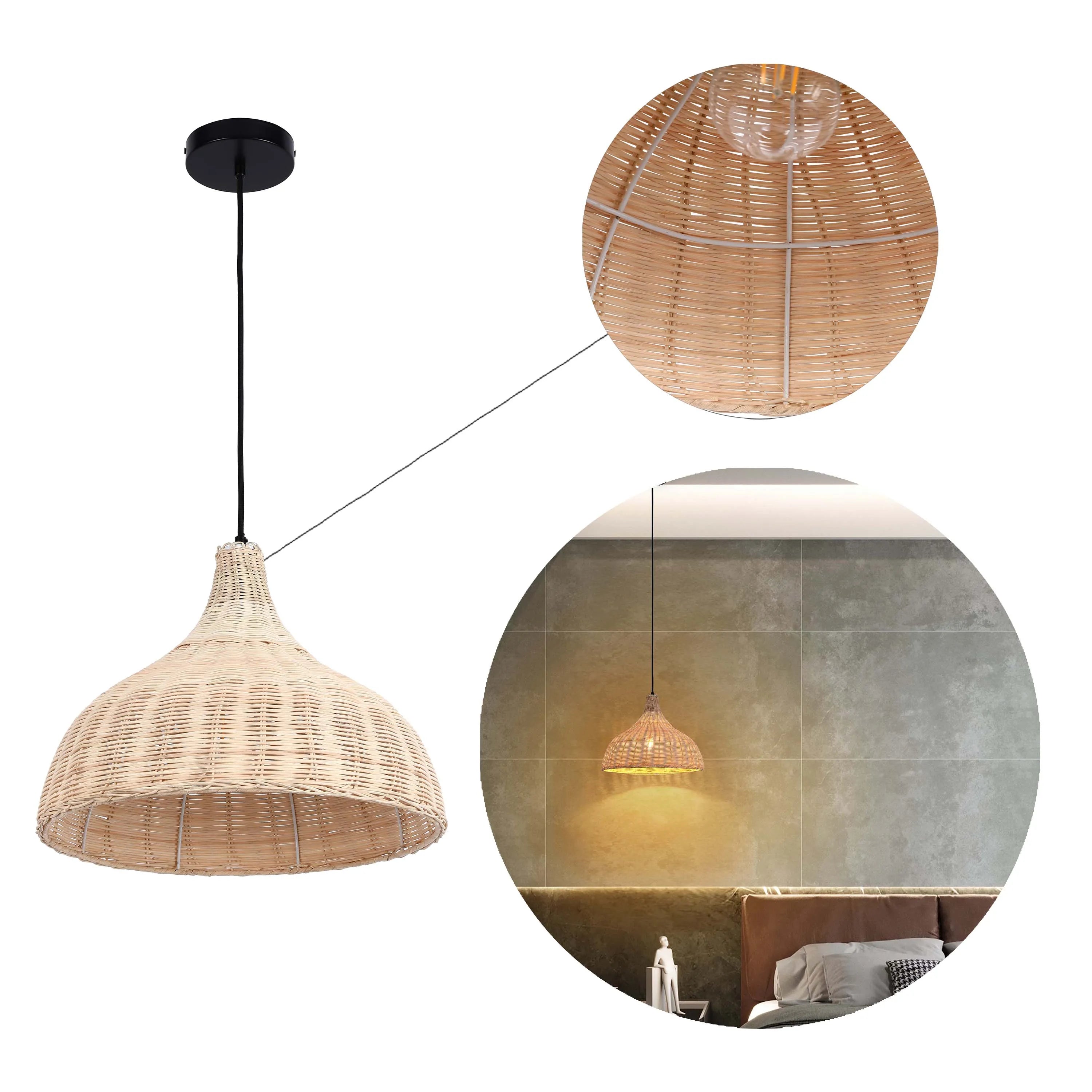 Colección de lámparas colgantes tejidas - Cuerda, bambú y madera