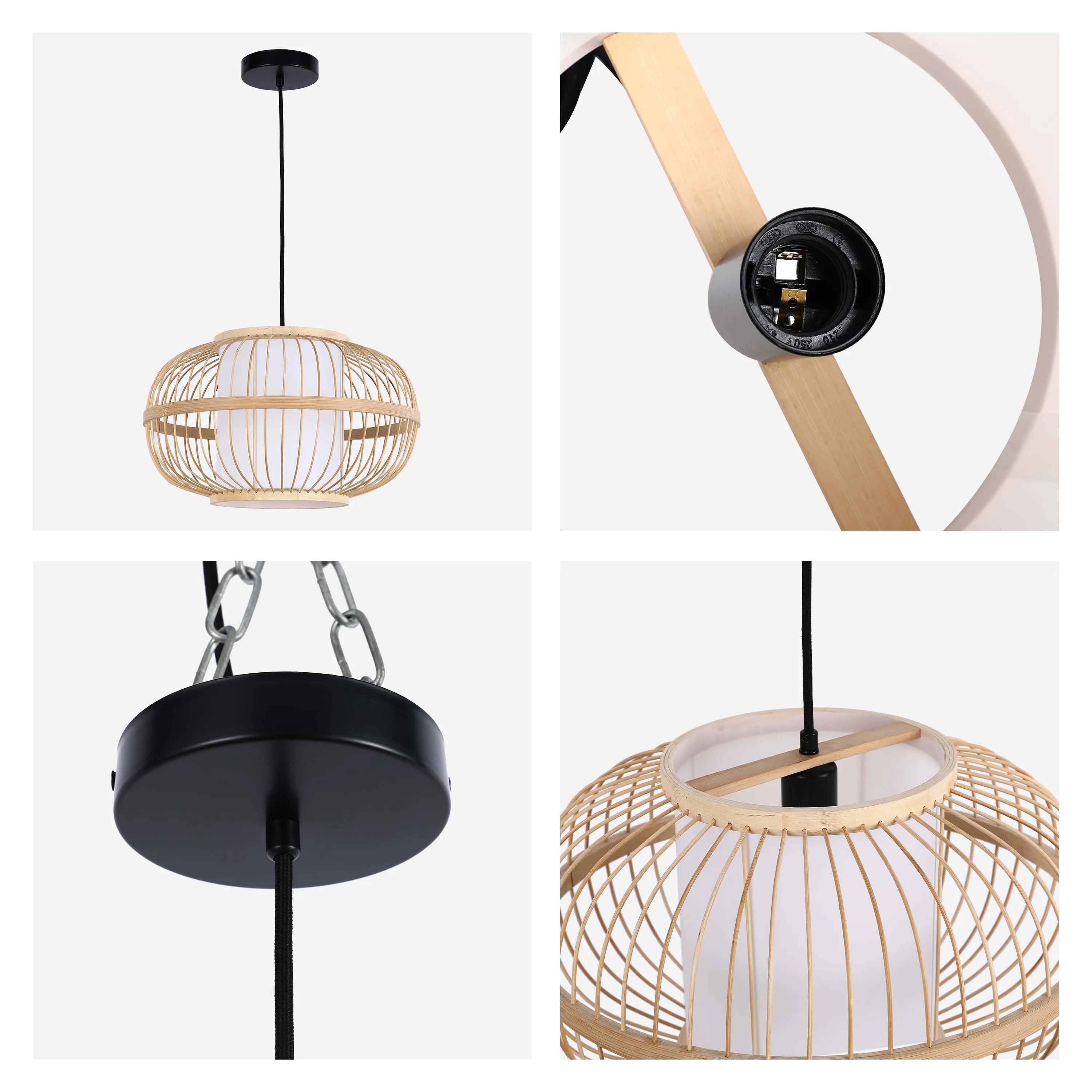 Colección de lámparas colgantes tejidas - Cuerda, bambú y madera