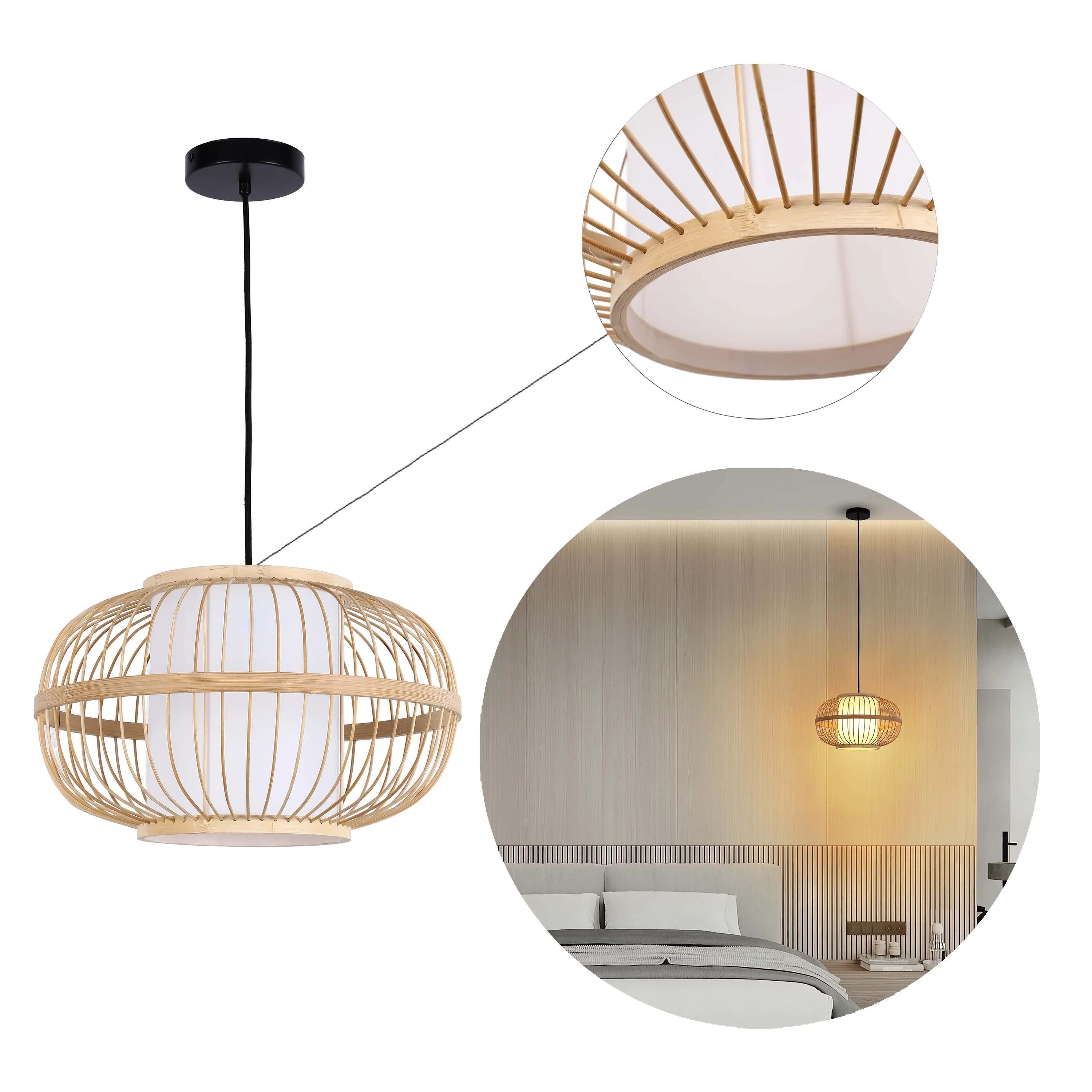 Colección de lámparas colgantes tejidas - Cuerda, bambú y madera