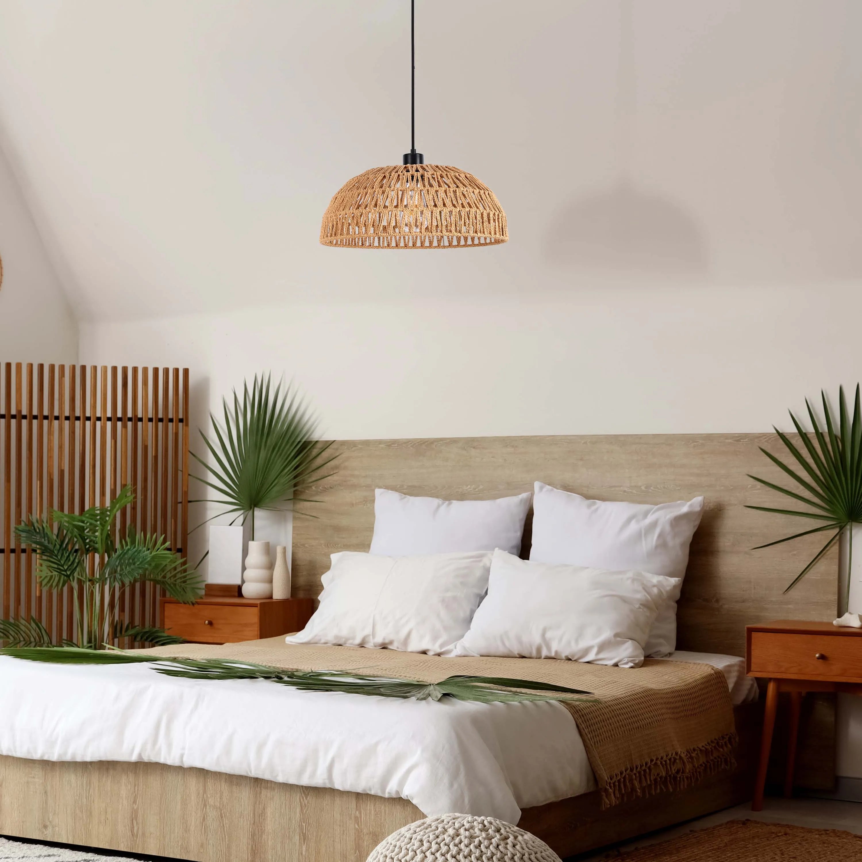 Colección de lámparas colgantes tejidas - Cuerda, bambú y madera