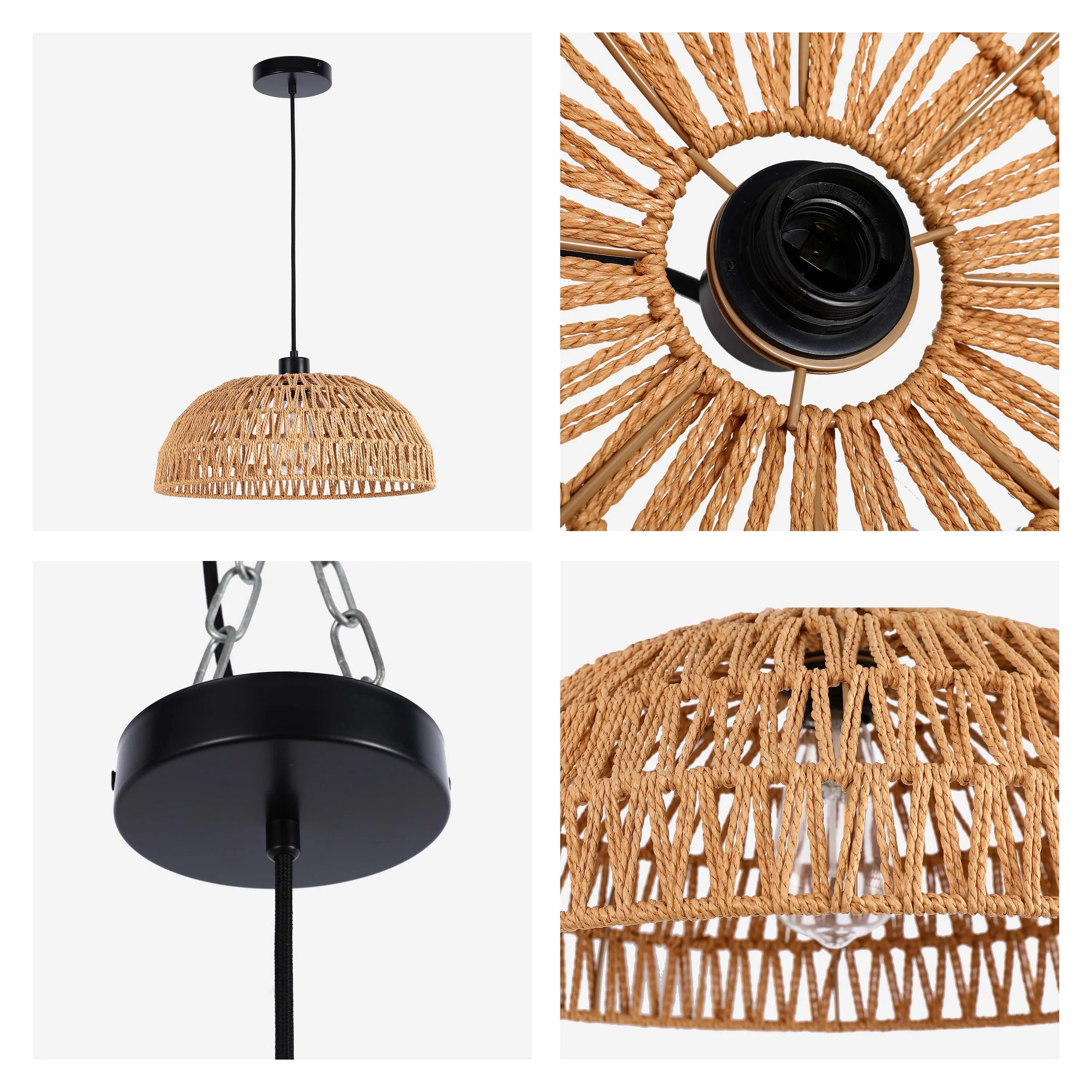 Colección de lámparas colgantes tejidas - Cuerda, bambú y madera