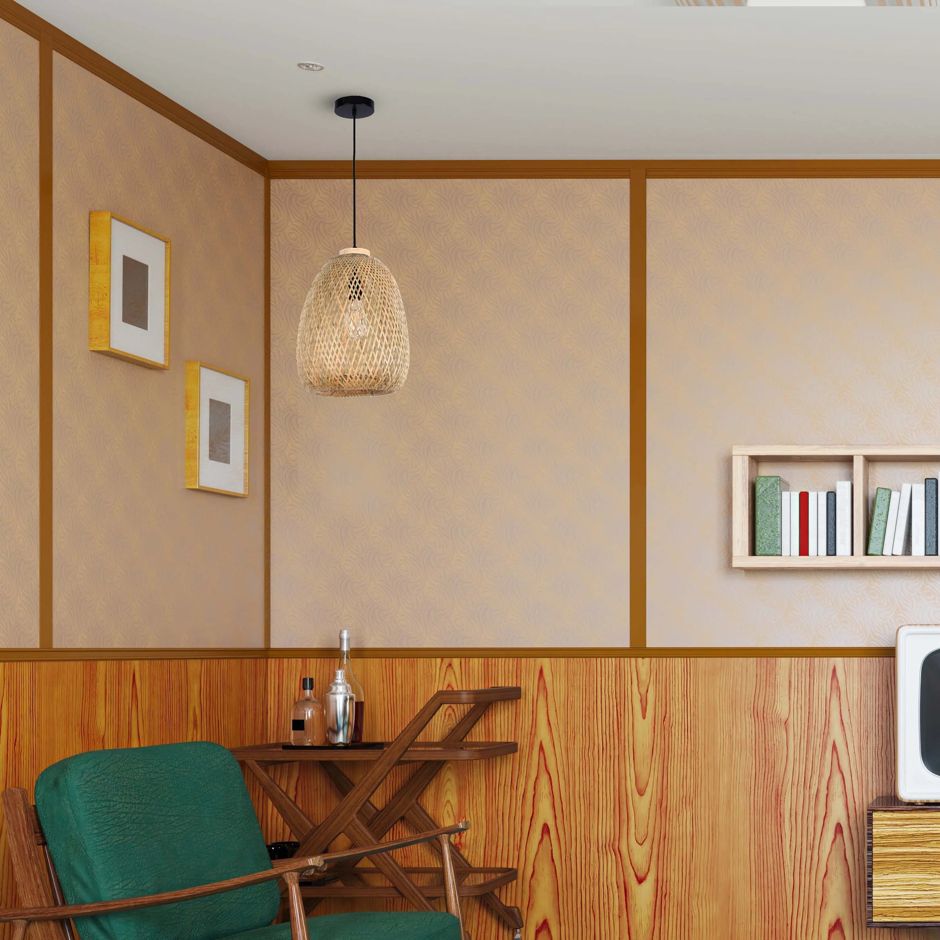 Colección de lámparas colgantes tejidas - Cuerda, bambú y madera