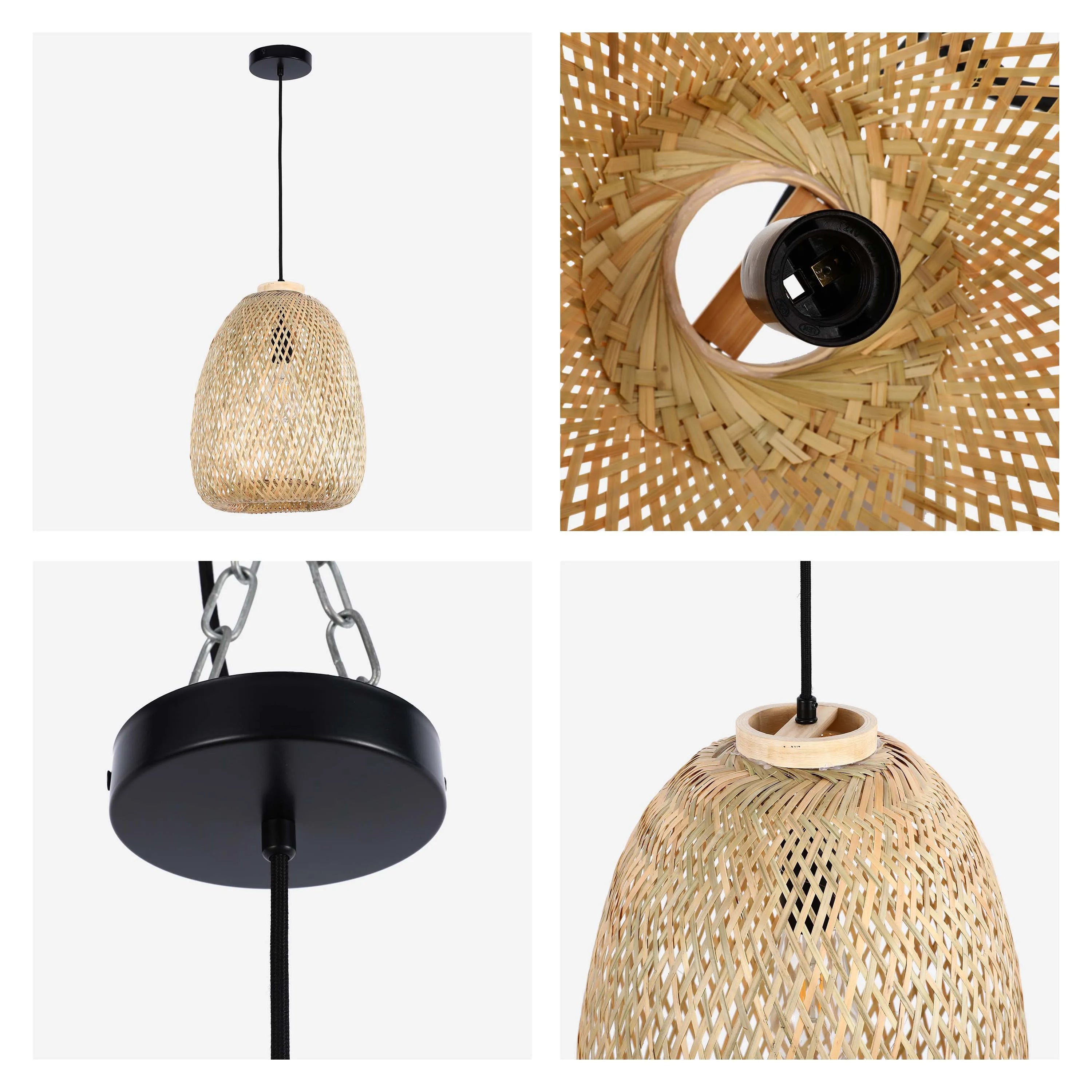 Colección de lámparas colgantes tejidas - Cuerda, bambú y madera