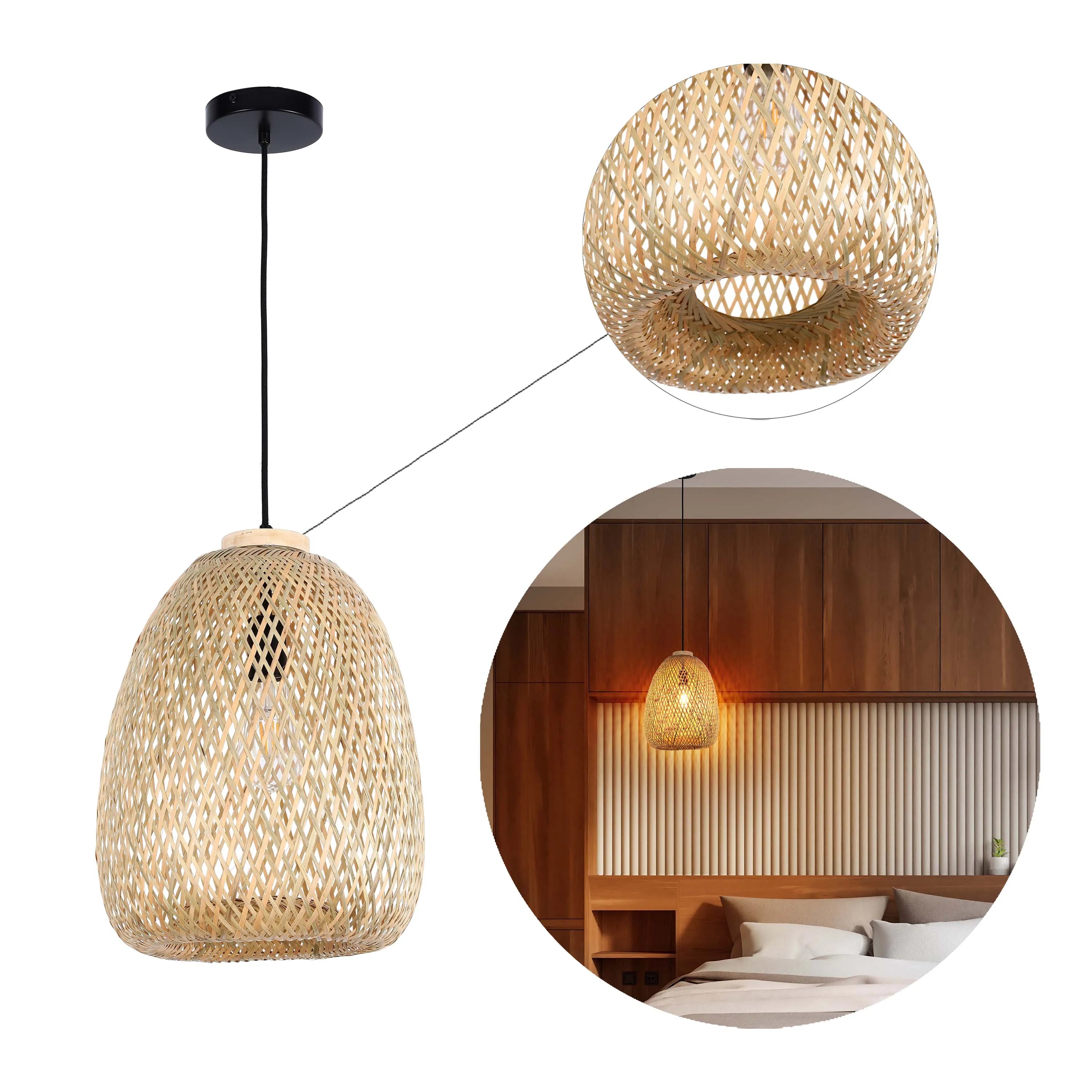 Colección de lámparas colgantes tejidas - Cuerda, bambú y madera