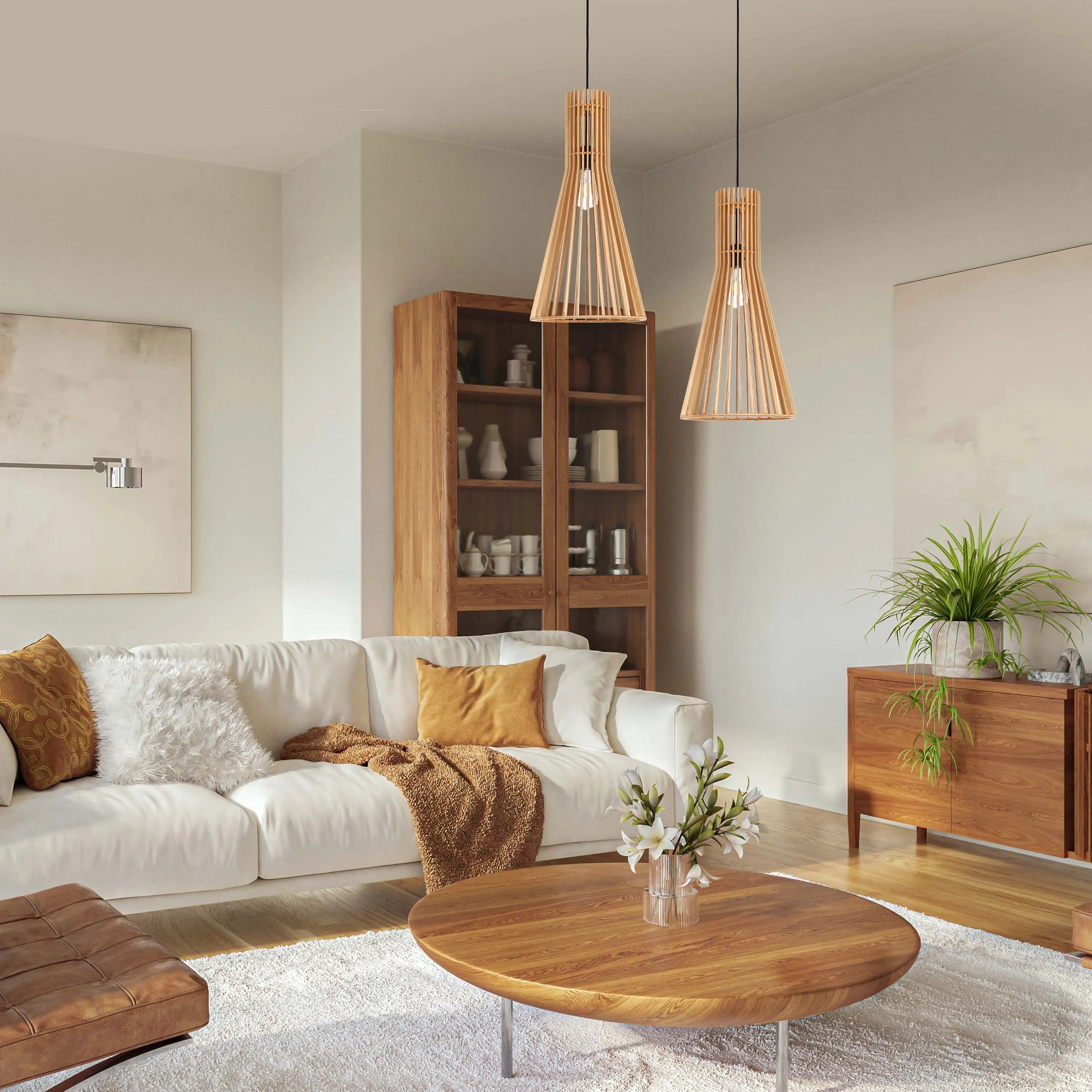 Colección de lámparas colgantes tejidas - Cuerda, bambú y madera