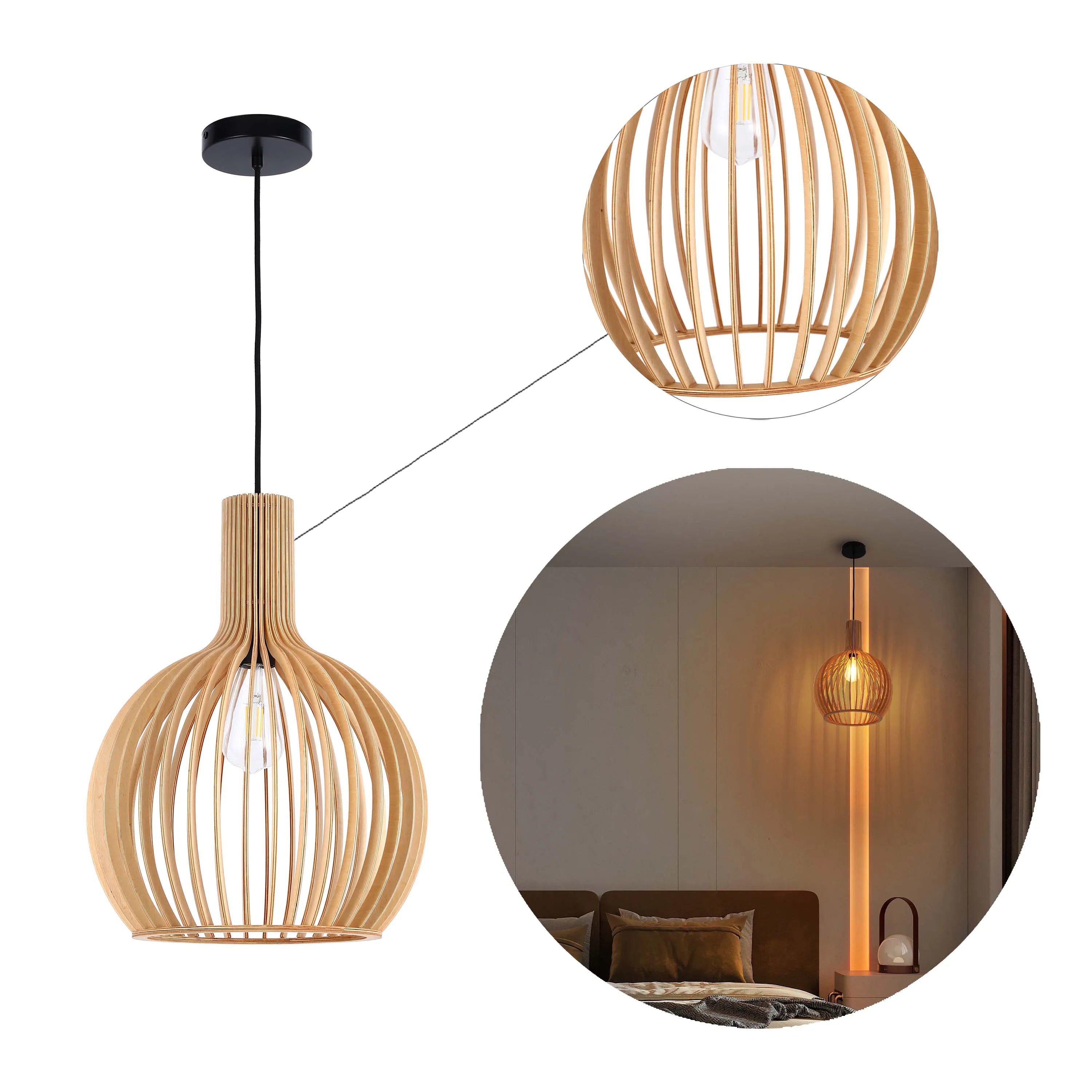 Colección de lámparas colgantes tejidas - Cuerda, bambú y madera