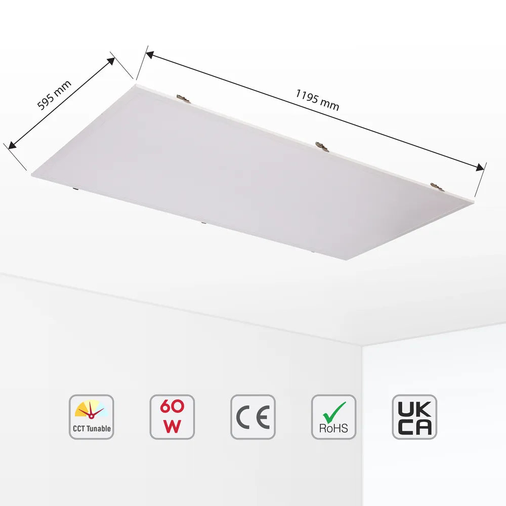 Tamaño y especificaciones técnicas del Panel de Luz LED 1200x600 Luminous Switch 3CCT 2x4ft 60W -165-038408