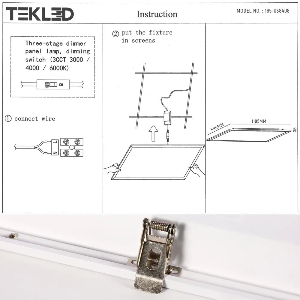 Manual de usuario para Panel LED con Interruptor Luminiscente 3CCT 1200x600 2x4ft 60W -165-038408