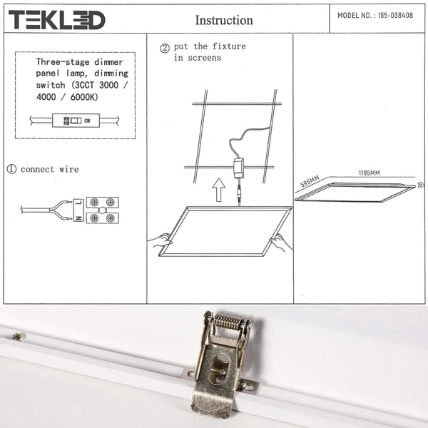Manual de usuario para Panel LED con Interruptor Luminiscente 3CCT 1200x600 2x4ft 60W -165-038408