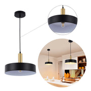 Lámpara colgante de techo moderna de latón negro, altura regulable, casquillo E27.