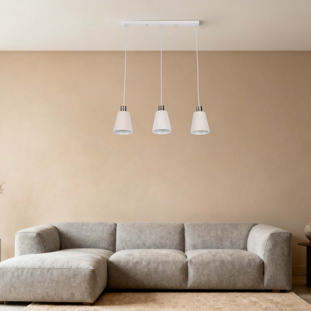 Lámpara colgante moderna de cono blanco moteado y bronce antiguo, E27, 1/3/5 luces