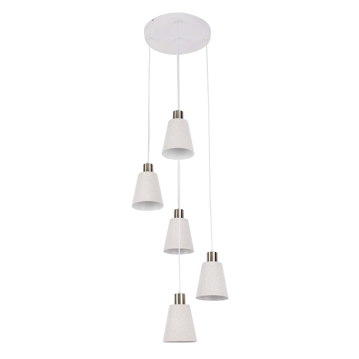 Lámpara colgante moderna de cono blanco moteado y bronce antiguo, E27, 1/3/5 luces