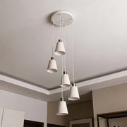 Lámpara colgante moderna de cono blanco moteado y bronce antiguo, E27, 1/3/5 luces