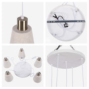 Lámpara colgante moderna de cono blanco moteado y bronce antiguo, E27, 1/3/5 luces