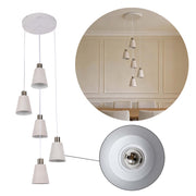 Lámpara colgante moderna de cono blanco moteado y bronce antiguo, E27, 1/3/5 luces