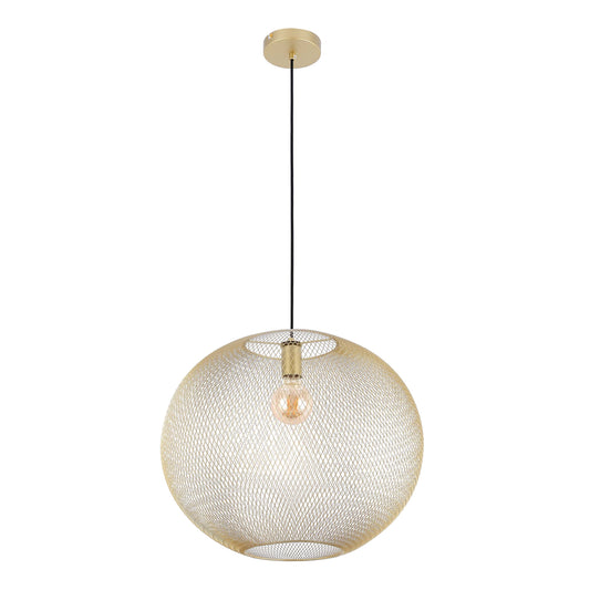 Lámpara colgante moderna de globo y malla metálica dorada, E27, 40/48 cm