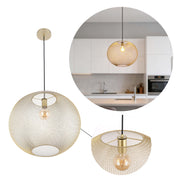 Lámpara colgante moderna de globo y malla metálica dorada, E27, 40/48 cm