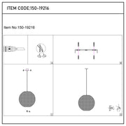 Lámpara colgante moderna de globo y malla metálica dorada, E27, 40/48 cm