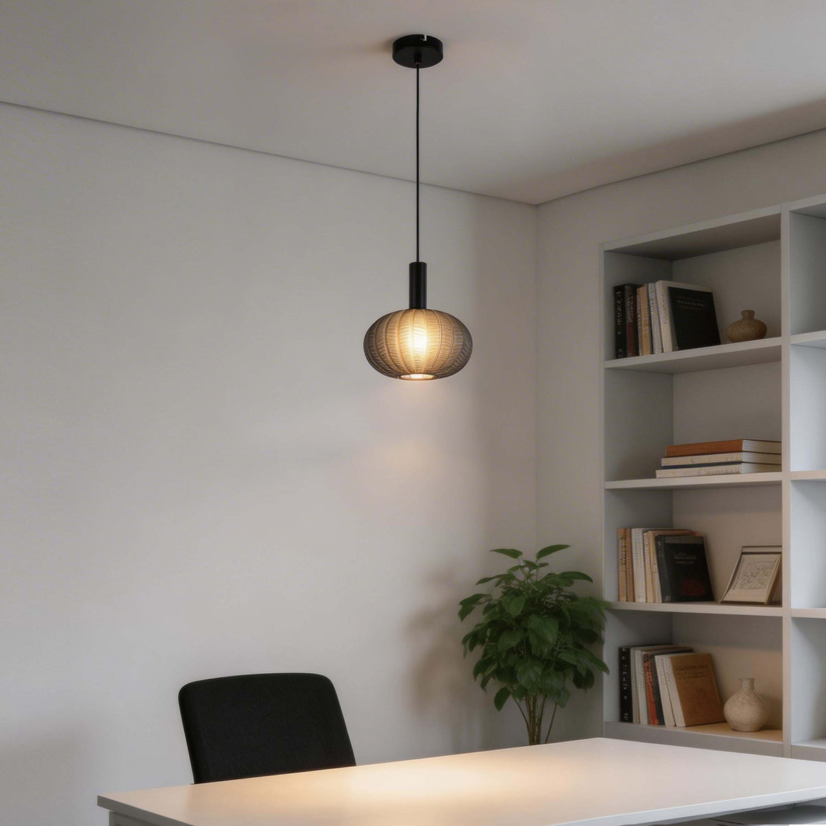 Lámpara colgante moderna de vidrio texturizado gris ahumado, E27 regulable