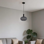 Lámpara colgante moderna de vidrio texturizado gris ahumado, E27 regulable