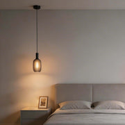 Lámpara colgante moderna de vidrio texturizado gris ahumado, E27 regulable