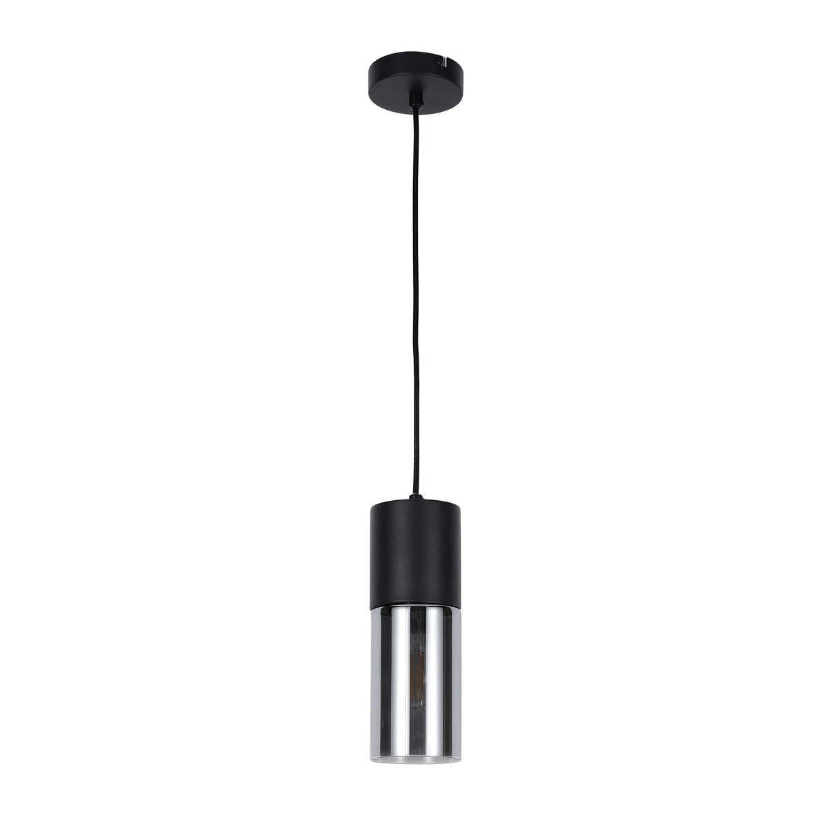 Lámpara colgante moderna de cilindro de vidrio ahumado, 1/4 luces E27