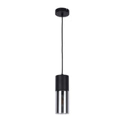 Lámpara colgante moderna de cilindro de vidrio ahumado, 1/4 luces E27