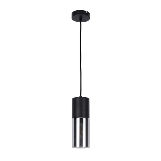 Lámpara colgante moderna de cilindro de vidrio ahumado, 1/4 luces E27
