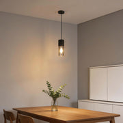 Lámpara colgante moderna de cilindro de vidrio ahumado, 1/4 luces E27