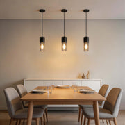 Lámpara colgante moderna de cilindro de vidrio ahumado, 1/4 luces E27
