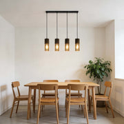 Lámpara colgante moderna de cilindro de vidrio ahumado, 1/4 luces E27