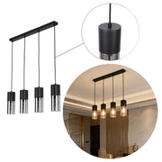 Lámpara colgante moderna de cilindro de vidrio ahumado, 1/4 luces E27