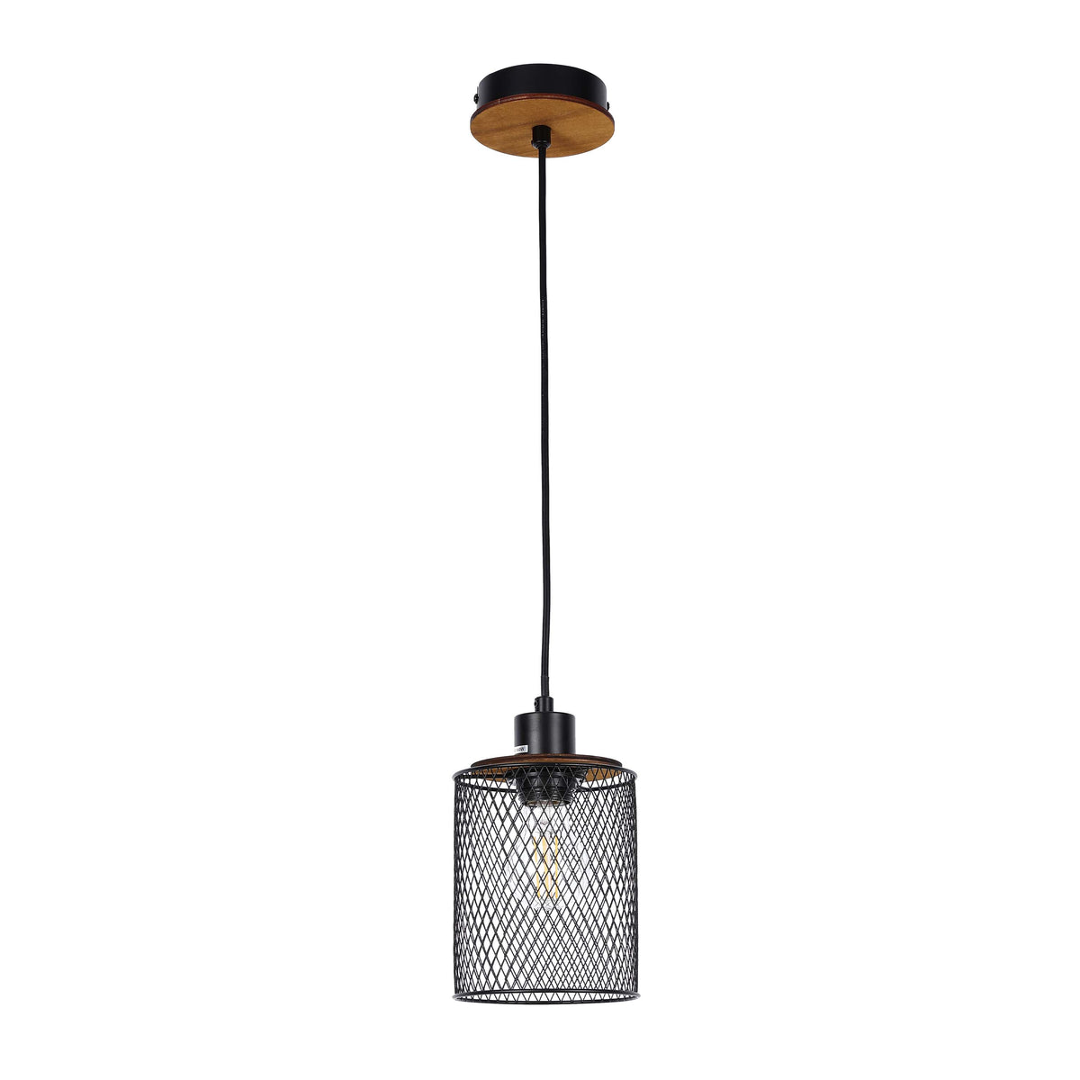 Lámpara colgante industrial de malla cilíndrica, 1/4 luces E27 regulables