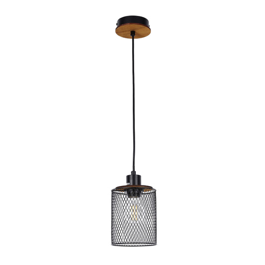 Lámpara colgante industrial de malla cilíndrica, 1/4 luces E27 regulables