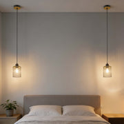 Lámpara colgante industrial de malla cilíndrica, 1/4 luces E27 regulables