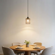 Lámpara colgante industrial de malla cilíndrica, 1/4 luces E27 regulables