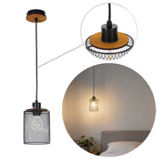 Lámpara colgante industrial de malla cilíndrica, 1/4 luces E27 regulables