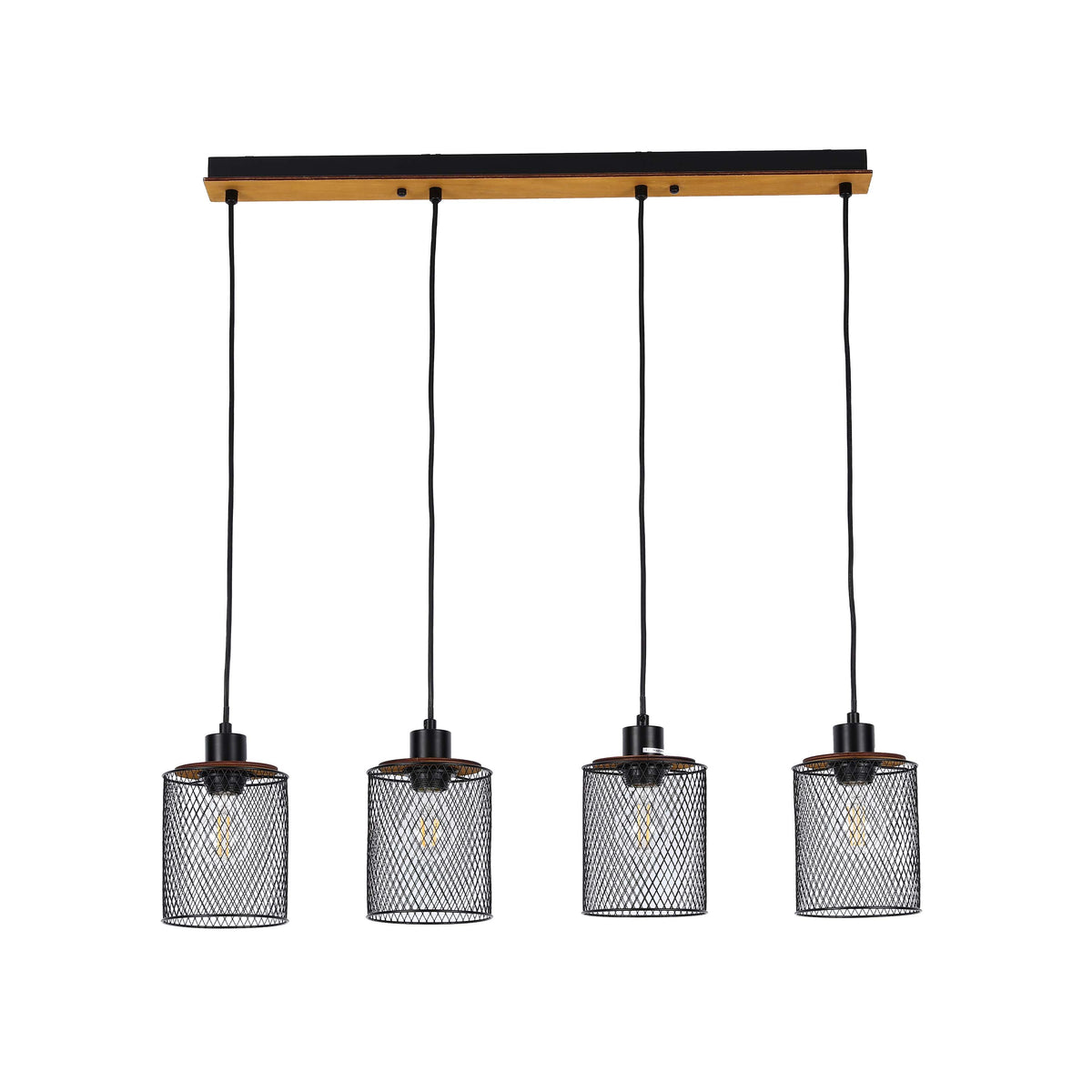 Lámpara colgante industrial de malla cilíndrica, 1/4 luces E27 regulables