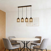 Lámpara colgante industrial de malla cilíndrica, 1/4 luces E27 regulables
