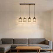 Lámpara colgante industrial de malla cilíndrica, 1/4 luces E27 regulables