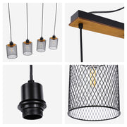 Lámpara colgante industrial de malla cilíndrica, 1/4 luces E27 regulables