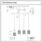 Lámpara colgante industrial de malla cilíndrica, 1/4 luces E27 regulables