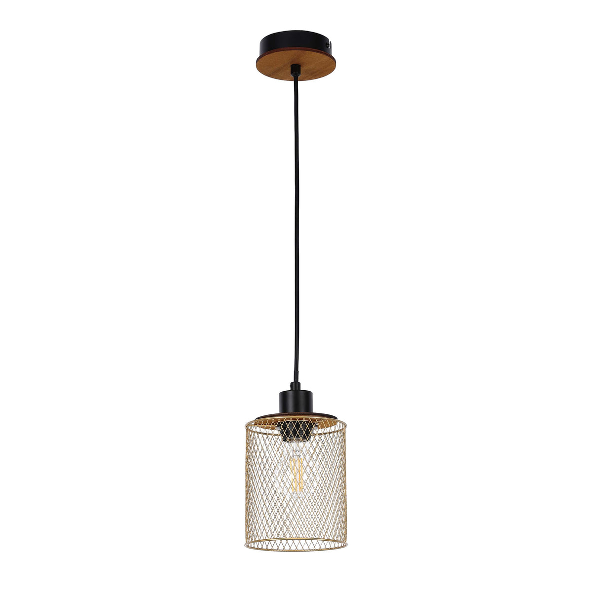 Lámpara colgante industrial de malla cilíndrica, 1/4 luces E27 regulables