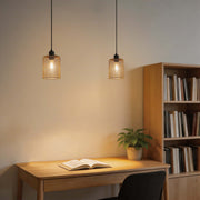 Lámpara colgante industrial de malla cilíndrica, 1/4 luces E27 regulables
