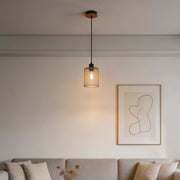 Lámpara colgante industrial de malla cilíndrica, 1/4 luces E27 regulables